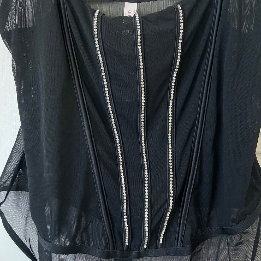 NWT Auden Black Rhinestone Lingerie Bodysuit‎ Sz 1X - Picture 5 of 10